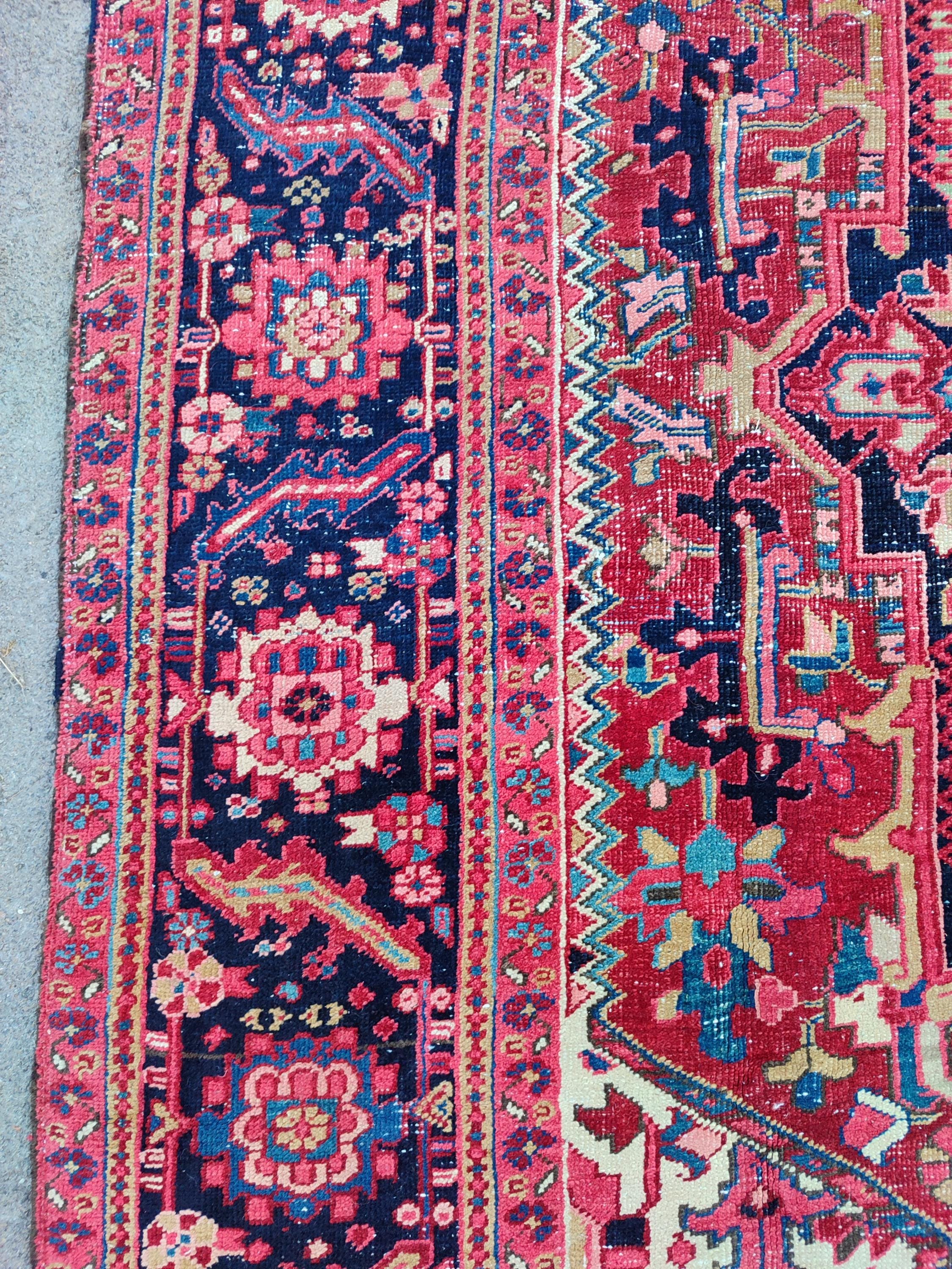 9x11 Heriz Area Rug, Oversize Persian Rug 9x11, Serapi Rug 9x11
