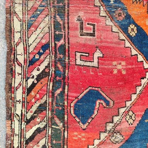 Sällsynt 3x8 azerbajdzjansk matta antik, Gammal kaukasisk kazakisk matta, Vintage orientalisk matta 3x8 färgglad löpare, Möbler