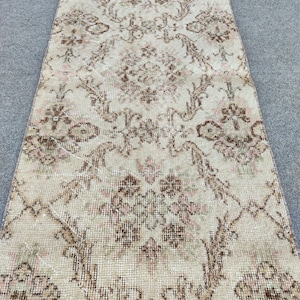 70x200 Läufer grüne Farbe, Magerer antiker Teppich 2x7, Vintage Läufer 2x7, Schmaler Läufer, Türkischer 2x7 Oushak Läufer, Persischer Läufer
