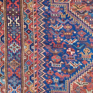 5x7 Shiraz rug Antique, Navy Persian rug 5x7, Heriz rug 5x7 vintage, Kurdish rug rare, Oriental rug 5x7 vibrant color, Turkish rug 5x7 wool