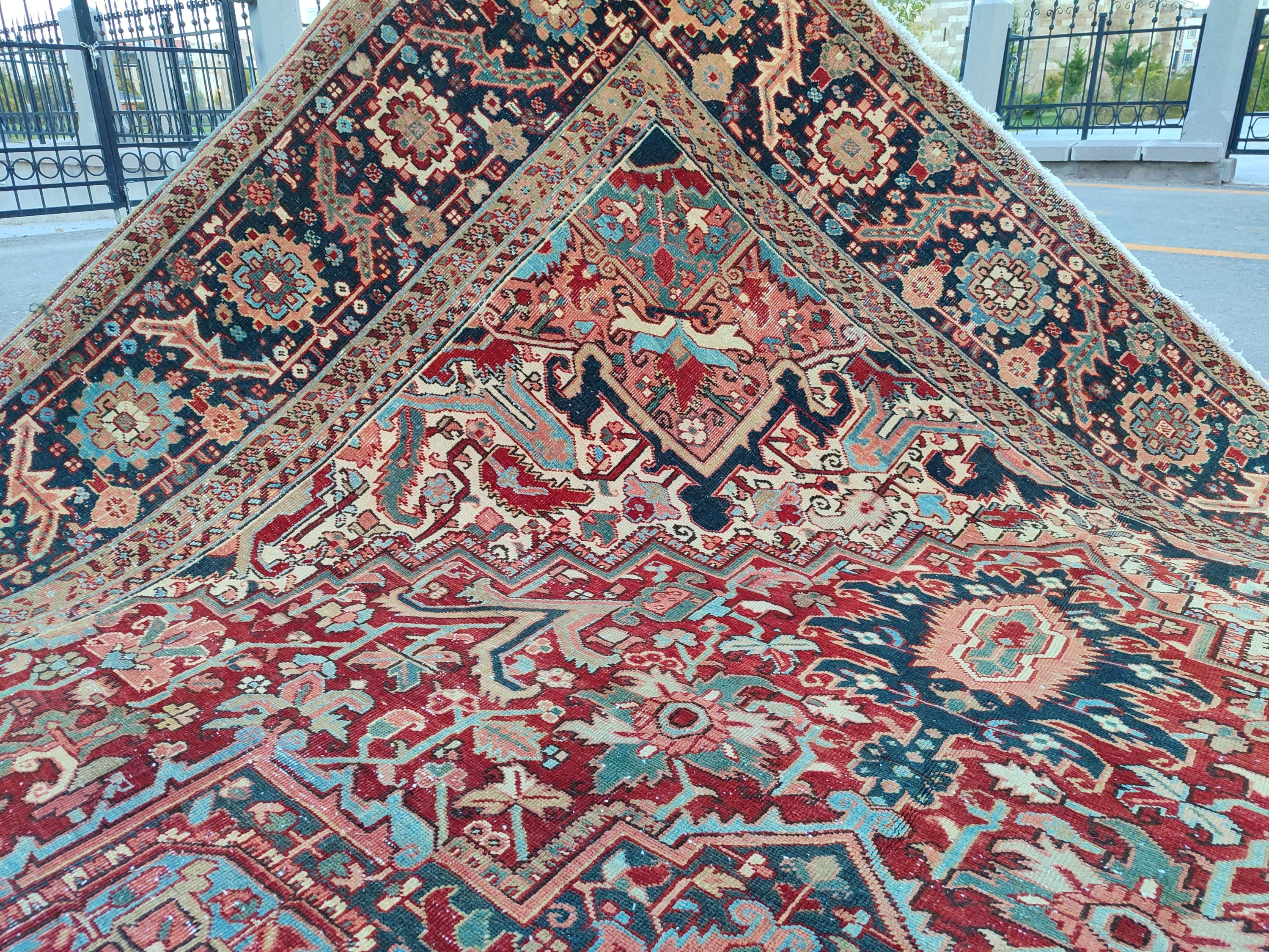 10x13 Heriz Area Rug, Oversize Karaja Rug 10x13, Antique 10x13