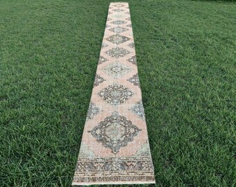24' ft runner rug long size, Stair rug runner, Runner rug 2x24 Turkish, Vintage 3x24 oushak runner, hallway long runner neutral, Herki rug