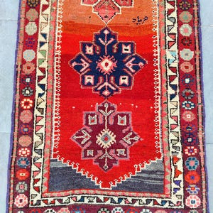 3x14 Herki runner rug extra long, Orange rug runner, Persian 3x14 antique runner rug, Long runner Turkish 3x14, Heriz long runner vintage