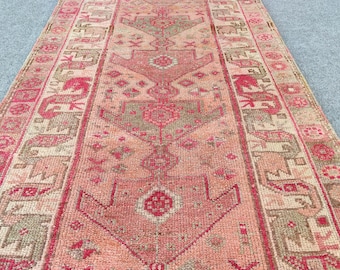 Soft Antique 3x7 Persian runner, Heriz runner rug 3x7 vintage, Malayer rug, serapi rug, Afghan rug, Turkish 3x7 oushak runner, Herki rug
