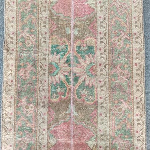2x10 runner pink, Skinny rug runner, Turkish runner 2x10, Vintage runner 2x10, Oushak runner 2x10, Narrow runner rug, Patchwork runner rug