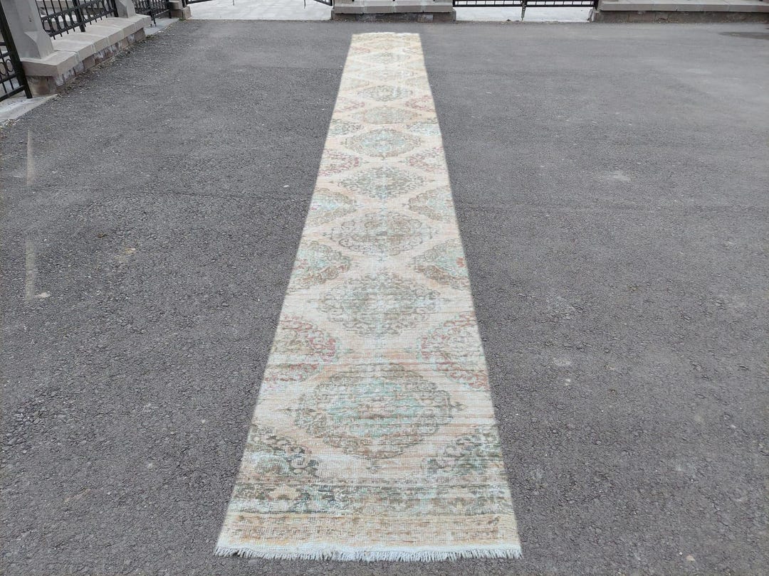 3x16 Extra Long Heriz Runner Rug, Persian 3x16 Runner Rug Blue, Antique ...