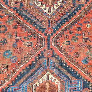 7x10 Shiraz rug antique, Vibrant persian rug 7x10, Oversize vintage rug 7x10, Heriz area rug 7x10, Afghan rug, Living room rug 7x10 vintage