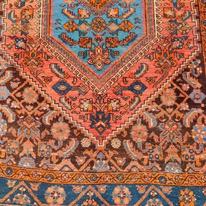 Antique 4x5 Malayer rug, Rare persian rug 4x5, Heriz rug 4x5 blue color, Kazak rug 4x5 rare, Turkish 4x5 oushak rug, Vintage rug 4x5 ft