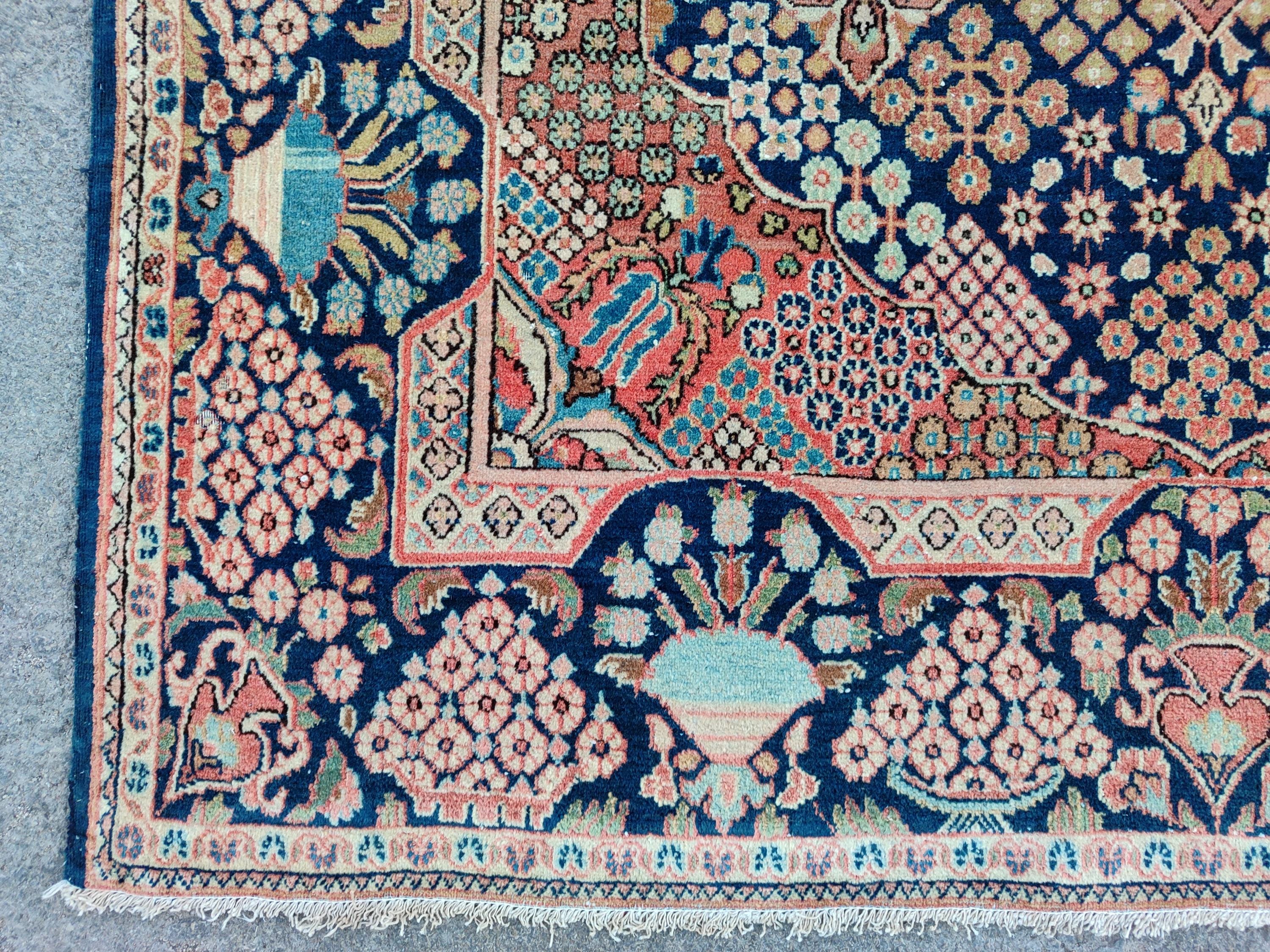 Navy 4x7 Malayer Rug, Antique 4x7 Persian Rug, Heriz Rug 4x7 Vibrant ...