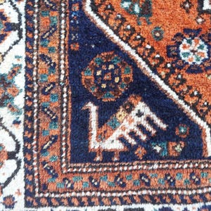 Crazy 4x5 antique Shiraz rug, Persian rug 4x5 Navy, Heriz rug 4x5 vintage, Afghan rug, Oriental rug, Malayer rug, Vibrant Turkish rug