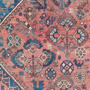 Coral 7x10 Navy Antique rug, Vibrant persian rug 7x10, Heriz area rug 7x10, Shiraz rug, Afghan rug, Turkish 7x10 vintage rug, Oriental rug