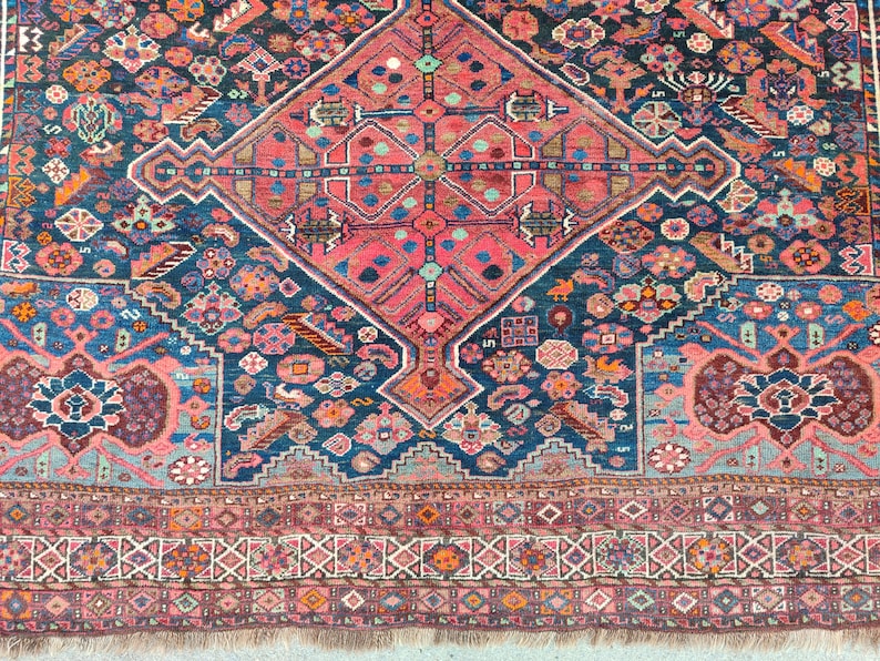 8x10 Heriz area rug, Antique Oversize Oriental rug 8x10, Serapi rug, Colorful living room rug 8x10 vintage, Karaja large rug, Furniture image 7