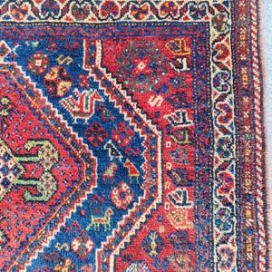 Crazy 4x5 antique Shiraz rug, Persian rug 4x5 Navy, Heriz rug 4x5 vintage, Afghan rug, Oriental rug, Malayer rug, Vibrant Turkish rug
