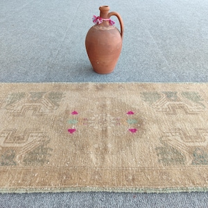 2x3 rug vintage, Skinny rug, Turkish rug 2x3, Oushak rug 2x3, Bath mat rug 2x3, Oushak rug 2x3, Persian 2x3 heriz rug, Narrow small runner