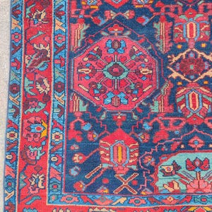 4x6 Antique Malayer rug, Persian rug 4x6, Heriz rug 4x6 rare pattern, Afghan rug 4x6 vintage, Oriental rug, Caucasian Rug, vibrant rug rare