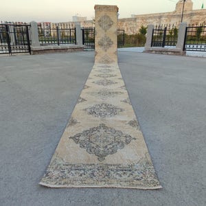 17&#39; ft runner rug extra long, Stair rug runner, Runner rug 2x17 turkish, Vintage 3x17 oushak runner, Persian heriz runner rug, Herki runner