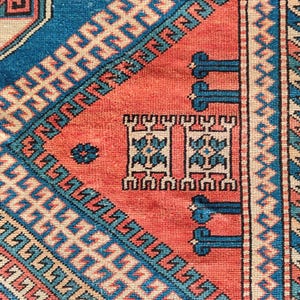 4x6 Turkish rug Colorful, Afghan rug 4x6 vintage, Modern oushak rug 4x6, Persian 4x6 heriz rug, Kurdish Herki rug, Rose color oriental rug