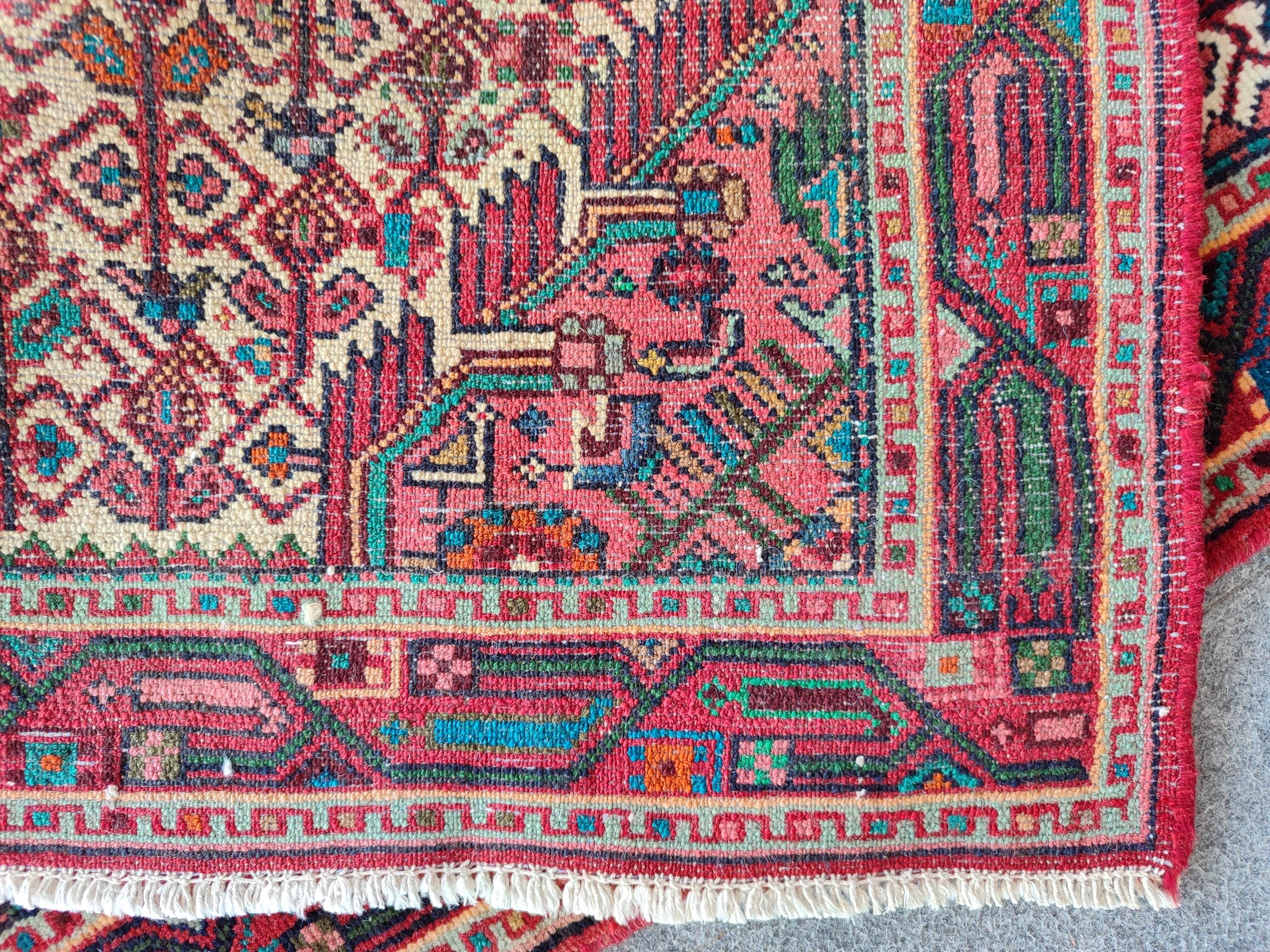 3x4 Rug Karaja, Tribal Rug 3x4 Antique, Small Heriz Rug 3x4