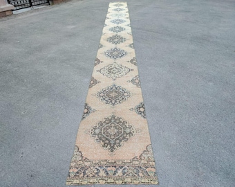 20 ft runner rug extra long, Stair rug runner, Hallway long runner neutral, Tribal heriz runner rug, runner rug 2x20 vintage oushak Turkish
