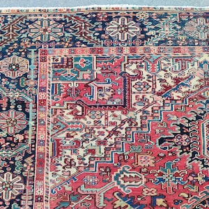 Gorgeus! 8x10 Heriz area rug, Oversize antique rug 8x10, Persian rug 8x10 colorful, Living room rug 8x10 oriental, Mahal rug, Furniture home