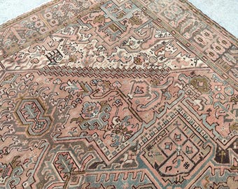 8x11 Heriz area rug, Antique 8x11 persian rug oversize, Serapi rug, Vintage rug 8x11 living room, Afghan rug, Turkish 8x11 oushak rug area
