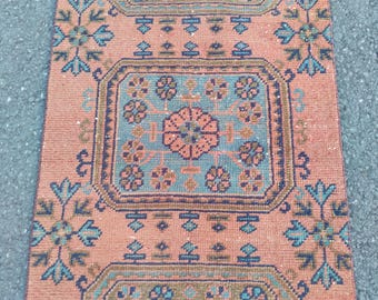 Tapis de couloir extra long 2,7 x 20 pi, style turc vintage Oushak, motif géométrique tribal, long tapis de couloir oriental