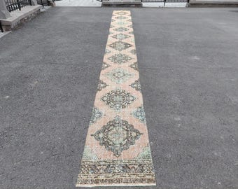 21 foot runner rug very long, Stair rug runner, Long runner Turkish 2x21, Vintage 3x21 oushak runner, Extra long hallway runner