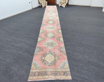 3x17 runner rug Turkish, hallway runner extra long, Tribal 3x17 heriz runner rug, Vintage 3x17 oushak runner, Afghan rug, Herki long runner