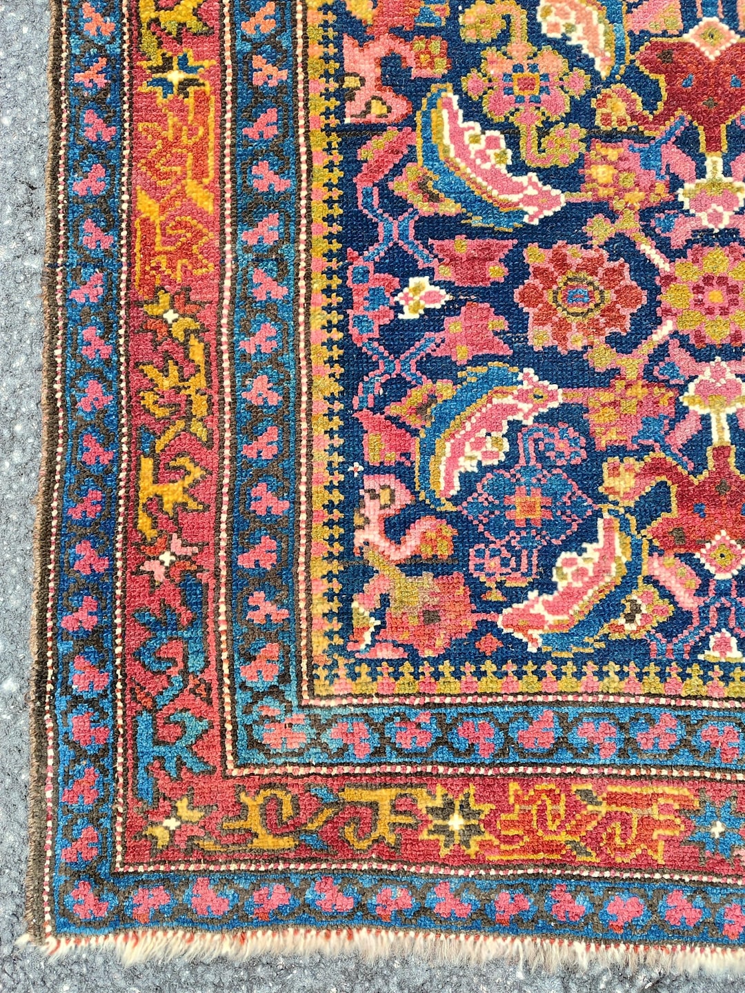 4x18 Rug 3.7 X 18 Ft, Antique Navy Oriental Runner Rug Extra Long; Vibrant Heriz ...