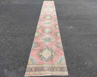 24' ft runner rug long size, Stair rug runner, Hallway long runner Vintage, 2x24 rug runner, Turkish 3x24 Oushak runner, Tribal Heriz rug