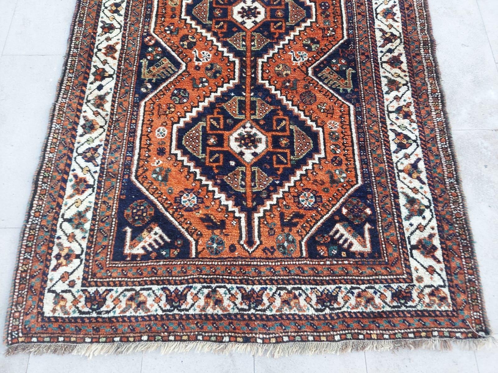 Crazy 4x5 Antique Tribal Rug, Geometric Rug 4x5 Navy, Heriz Rug 4x5 ...