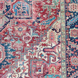 Rare! 8x11 Heriz area rug, Oversize Persian rug 8x11, Serapi rug, Living room rug 8x11 antique, Vibrant oriental rug 8x11 vintage, Furniture