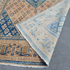 8x11 Heriz area rug, Oversize Persian rug, Mahal rug vintage 8x11, Antique 8x11 oriental rug, Turkish 8x11 oushak rug, Living room rug wool