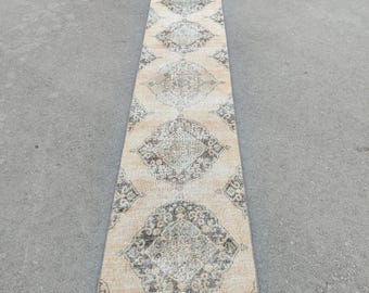 23 ft extra lange loper, traploper, smalle lange halloper, Turkse loper 2x23, vintage oushak loper 2x24, tribale loper