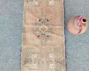 2 x 4 tapijt oushak, deurmat tapijt 2 x 4 gedempte kleur, mager tapijt, Turks tapijt 2 x 4, vintage tapijt 2 x 4, badmattapijt 2 x 4 roze, Perzische heriz-loper