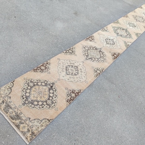 20&#39; Extra langer Läufer für Flur, Treppenteppich, Korridor 20 Fuß langer Läufer, Läufer 2x20 Türkisch, Vintage 3x20 Oushak Läufer Neutral