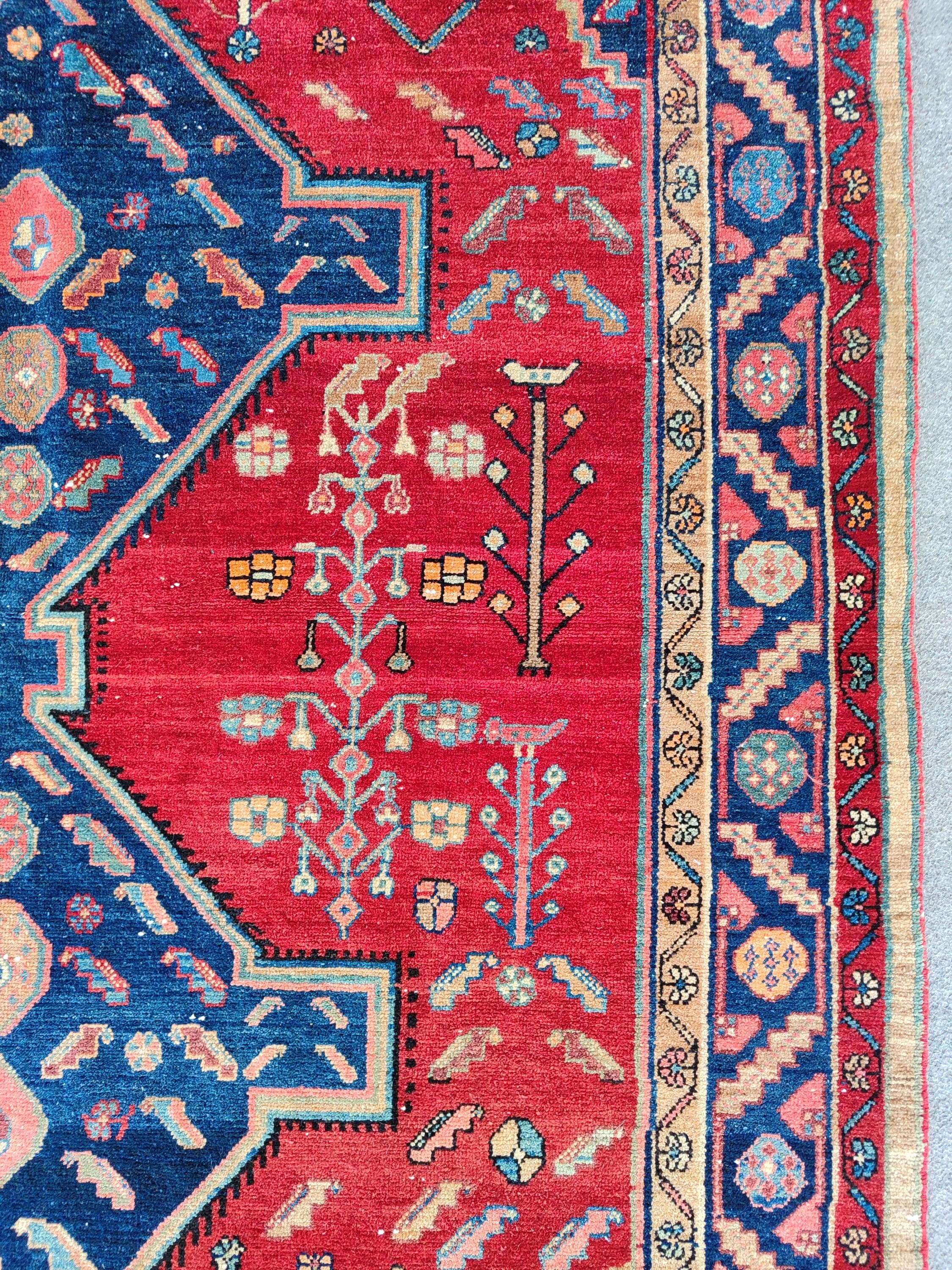 Red 5x8 Persian Rug, Colorful 5x8 Malayer Rug, Heriz Rug 5x8