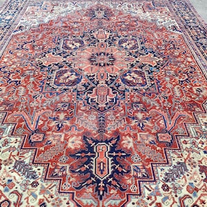 Great! 10x13 Heriz rug, Oversize persian rug 10x13, Antique serapi rug 10x13, Living room rug 10x13 area, Oriental rug, Mahal rug Vibrant