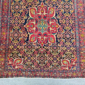 Cute! 4x5 antique Malayer rug, Persian rug 4x5 Navy, Heriz rug 4x5 vintage, Afghan rug, Oriental rug, Shiraz rug, Vibrant Turkish rug