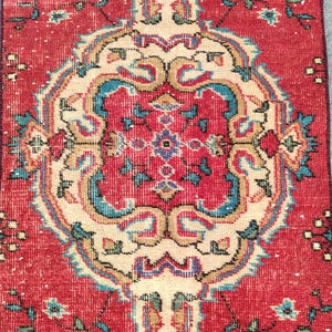 Roter 70x70 Läufer, Türkischer Läufer 7x7, Schmaler Läufer, Vintage Läufer 7x7, Oushak Teppich 2x7, Afghanischer Teppich 7x7