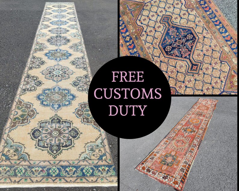 2'7" x 10' herki rug, Afghan rug runner 3x10 vintage, Tribal 3x10 heriz rug runner, Turkish 3x10 oushak runner, Vibrant runner rug 10 feet image 2