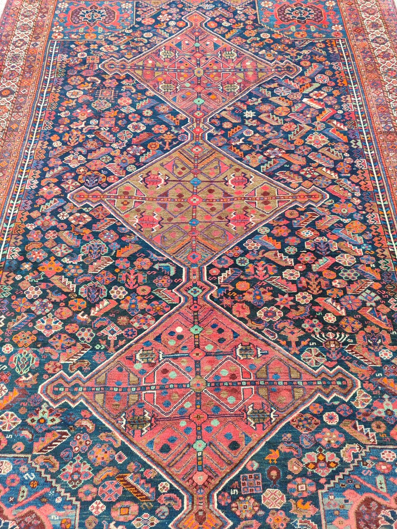 8x10 Heriz area rug, Antique Oversize Oriental rug 8x10, Serapi rug, Colorful living room rug 8x10 vintage, Karaja large rug, Furniture image 12