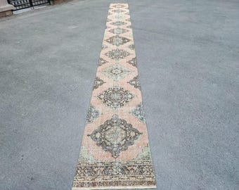 19' ft runner rug long size, Stair rug runner, skinny long runner Turkish, Runner 2x19 vintage, Antique Tribal long runner heriz 2x19 ft