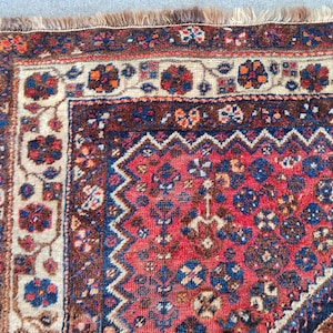 5x7 Shiraz rug Antique, Navy Persian rug 5x7, Heriz rug 5x7 vintage, Kurdish rug rare, Oriental rug 5x7 vibrant color, Turkish rug 5x7 wool
