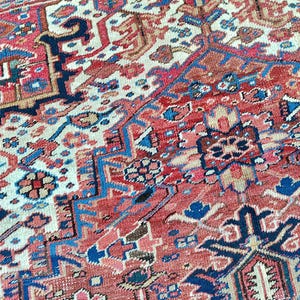 9x12 Heriz rug Oversize, Antique Persian rug 9x12, Serapi rug, Mahal rug 9x12 vintage, Living room rug 9x12, Oriental rug rare, Furniture