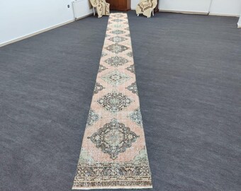 17' ft runner rug long size, Stair rug runner, skinny long runner Turkish, Runner 2x17 vintage, Antique long runner heriz 2x17 ft