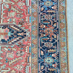 9x12 Heriz area rug, Serapi rug, Oversize Persian rug 9x12, Mahal rug 9x12 vintage, Living room rug 9x12, Antique oriental rug 9x12 red