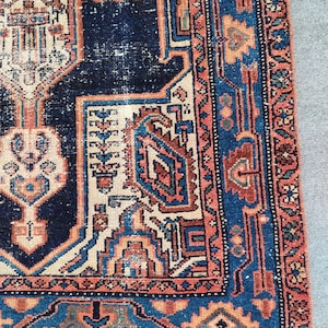 Navy 4x6 Persian rug, Heriz rug 4x6 vintage, Antique 4x6 malayer rug, Afghan rug 4x6 vibrant color, Turkish 4x6 oushak rug, Oriental rug