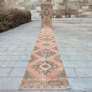 16&#39; Extra long runner rug, Stair rug runner, Persian Heriz runner rug, Long runner Turkish 2x16, Vintage 2x16 oushak, Afghan rug, Herki rug