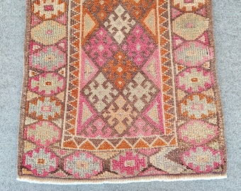 3x12 runner vintage, Herki runner 3x12 antique, Pink Turkish runner 3x12 oushak, kitchen rug, Persian 3x12 heriz runner rug, Hallway rug